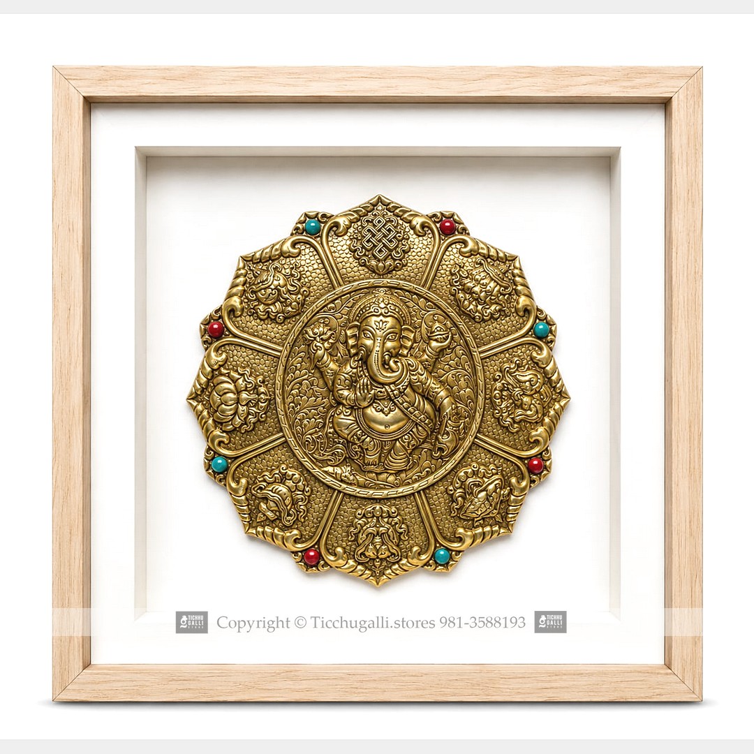 Ganesh cutting glass frame 13"