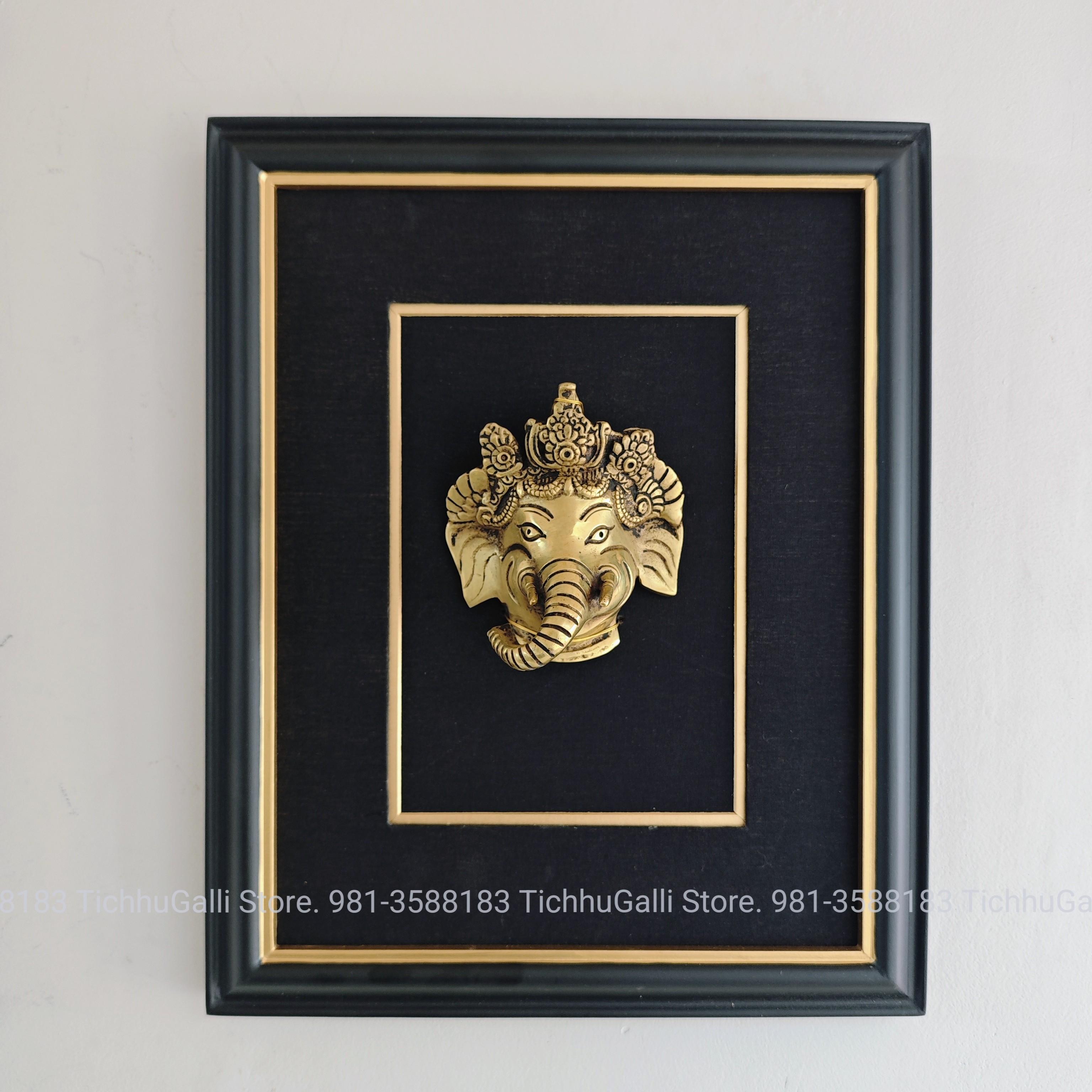 Ganesh face double matt black 14"